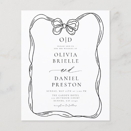 Budget Bow Elegante Zwart-Wit Uitnodiging Flyer (Voorkant)