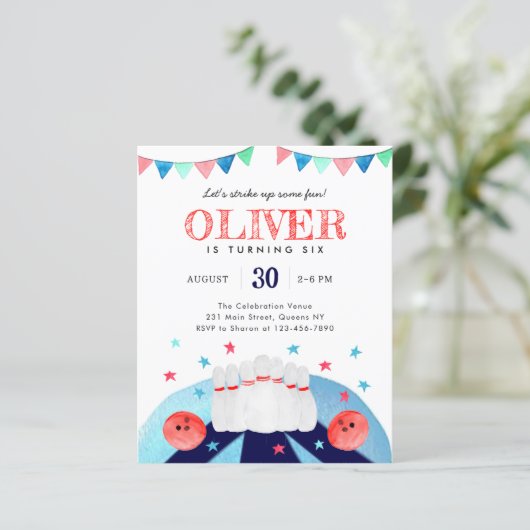 Budget bowling verjaardagsfeestje Strike Up Some F (Staand voorkant)