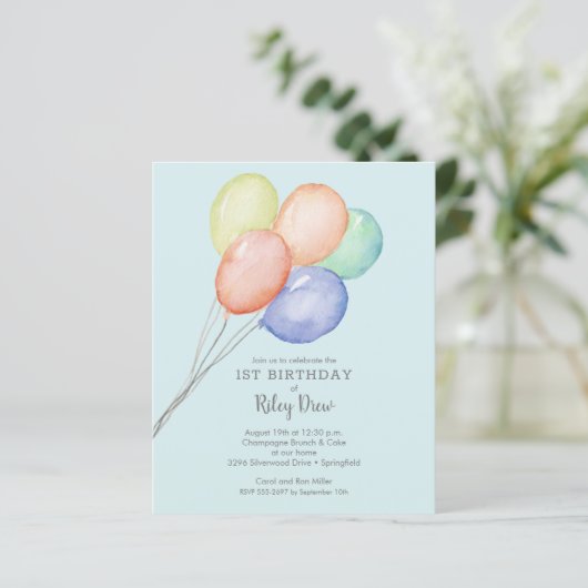 Budget Boy 1st Birthday Uitnodigingen (Staand voorkant)