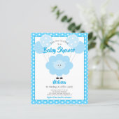 Budget Boy Baby shower Cute Blue Lamb Invitation (Staand voorkant)