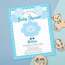 Budget Boy Baby shower Cute Blue Lamb Invitation