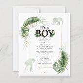 Budget Boy Baby shower Elephant Giraffe Invitation (Voorkant)