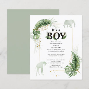 Budget Boy Baby shower Elephant Giraffe Invitation