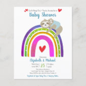 Budget Boy Baby shower Sloth Rainbow Uitnodiging (Voorkant)