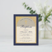 Budget Boy Baptism Navy Blue Gold Invitation (Staand voorkant)