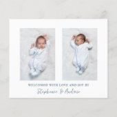 Budget Boy Blue Drie foto geboorte aankondiging (Achterkant)