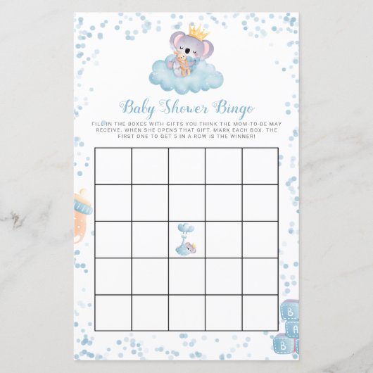 Budget Boy Koala Beer Blue Baby shower Bingo Kaart (Voorkant)