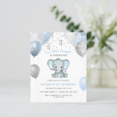 Budget Boy Olifant Ballonnen 1e Verjaardag Uitnodi (Staand voorkant)