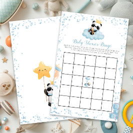 Budget Boy Panda Beer Blauw Baby shower Bingo Kaar
