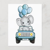 Budget Boy rijdt door Baby shower olifant auto Flyer (Achterkant)