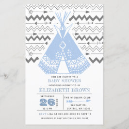 Budget Boy Tribal TeePee Baby Shower Uitnodigingen