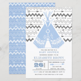 Budget Boy Tribal TeePee Baby Shower Uitnodigingen