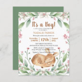 Budget BOY Woodland Deer Sage Floral Baby shower (Voorkant / Achterkant)