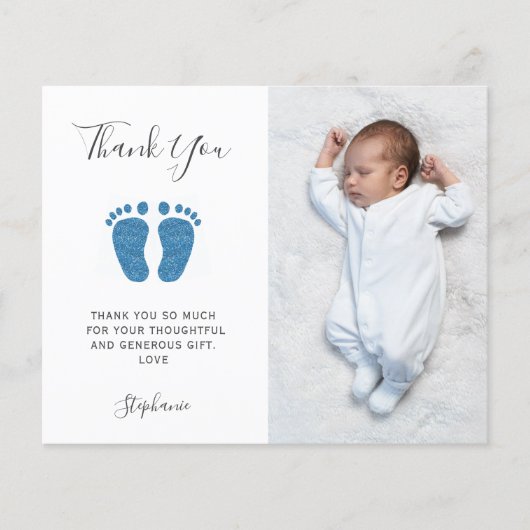 Budget Boy's Baby shower Foto Dank je kaart (Voorkant)