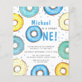 Budget Boy's First Birthday Blue Donut Invitation (Voorkant)