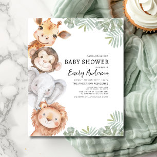 Budget Boys Safari Animals Baby shower Uitnodiging