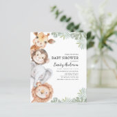 Budget Boys Safari Animals Baby shower Uitnodiging (Staand voorkant)