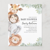Budget Boys Safari Animals Baby shower Uitnodiging (Voorkant)