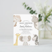 Budget Boys Safari Animals Baby shower Uitnodiging (Staand voorkant)