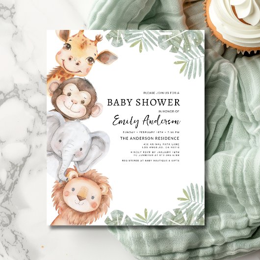 Budget Boys Safari Animals Baby shower Uitnodiging Flyer