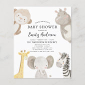 Budget Boys Safari Dieren Baby Shower Uitnodiging Flyer (Voorkant)
