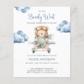 Budget BoyTeddy Beer Baby shower uitnodiging (Voorkant)