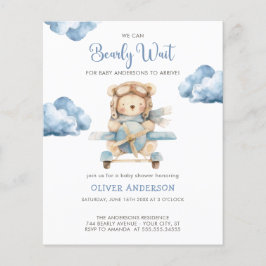Budget BoyTeddy Beer Baby shower uitnodiging