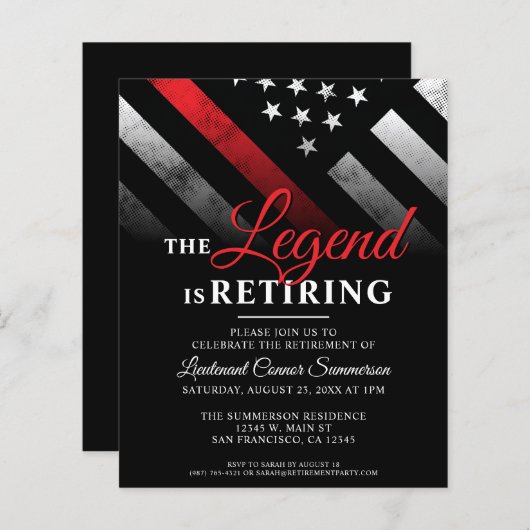 Budget Brandweer Pensioen Party Uitnodiging (Voorkant / Achterkant)