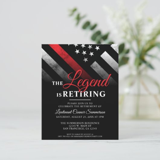 Budget Brandweer Pensioen Party Uitnodiging (Staand voorkant)