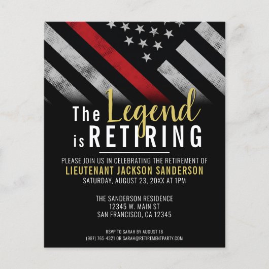 Budget Brandweer Pensioen Party Uitnodiging (Voorkant)