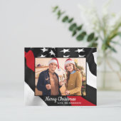 Budget brandweerman kerstmis met rode lijn vlag (Staand voorkant)