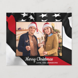 Budget brandweerman kerstmis met rode lijn vlag