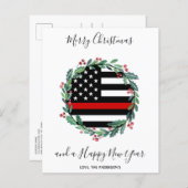 Budget brandweerman met dunne rode lijn kerstKaart (Voorkant / Achterkant)