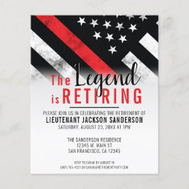 Budget Brandweerman Pensioen Rode Lijn Uitnodiging Flyer