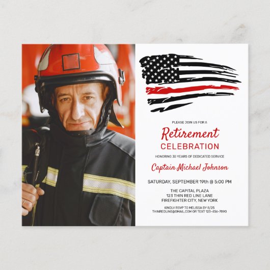 Budget Brandweerman Pensioen Uitnodiging Foto (Voorkant)