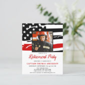 Budget brandweerman Uittredingsfoto Vuurman uitnod (Staand voorkant)