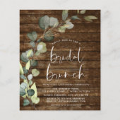 Budget Bridal Brunch Rustieke Houten Uitnodiging Flyer (Voorkant)