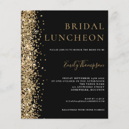Budget Bridal Luncheon Gold Glitter Black Invite