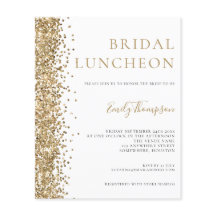 Budget Bridal Luncheon Gold Glitter Uitnodiging