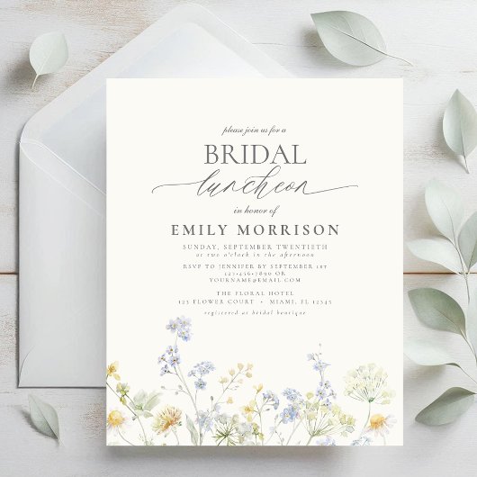 Budget Bridal Luncheon Wildflower Uitnodiging Flyer