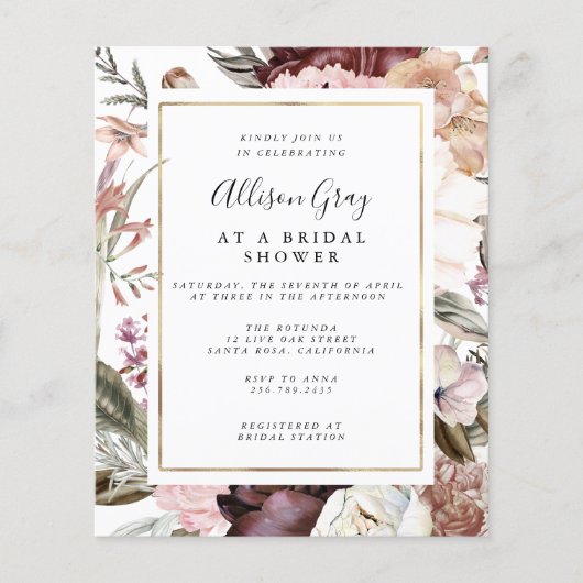 Budget Bridal Shower Invitation Flyer (Voorkant)