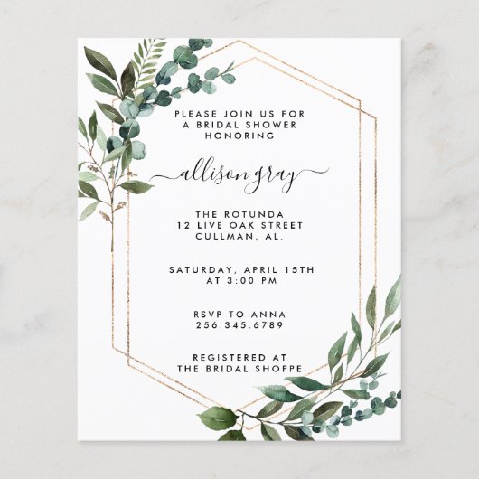 Budget Bridal Shower Invitation Flyer (Voorkant)