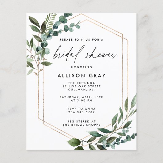 Budget Bridal Shower Invitation Flyer (Voorkant)
