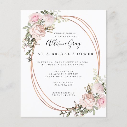 Budget Bridal Shower Invitation Flyer (Voorkant)