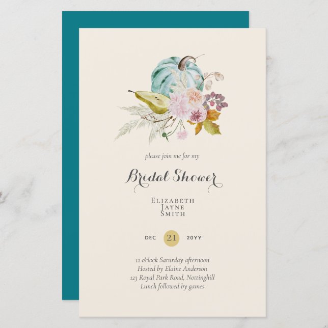 BUDGET Bridal Shower Invitations Custom Colors (Voorkant / Achterkant)
