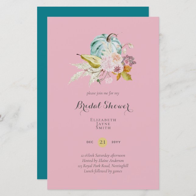 BUDGET Bridal Shower Invitations Custom Colors (Voorkant / Achterkant)