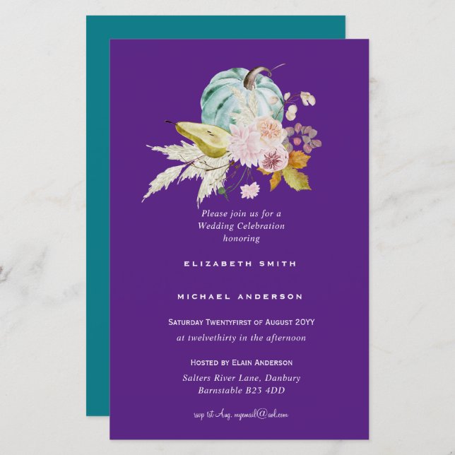 BUDGET Bridal Shower Invitations Custom Colors (Voorkant / Achterkant)