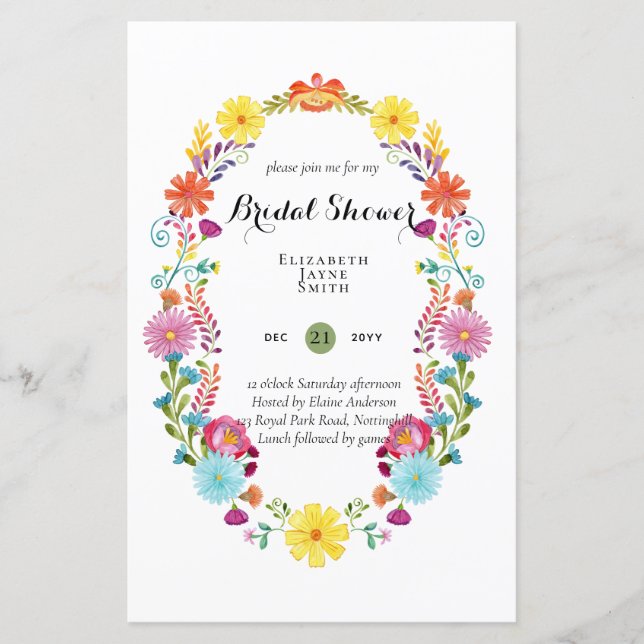 BUDGET Bridal Shower Invitations Custom Colors (Voorkant)