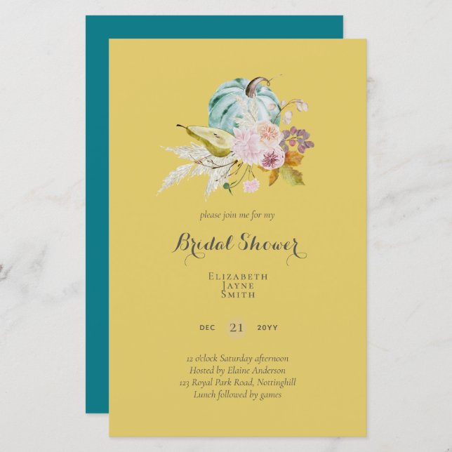 BUDGET Bridal Shower Invitations Custom Colors (Voorkant / Achterkant)
