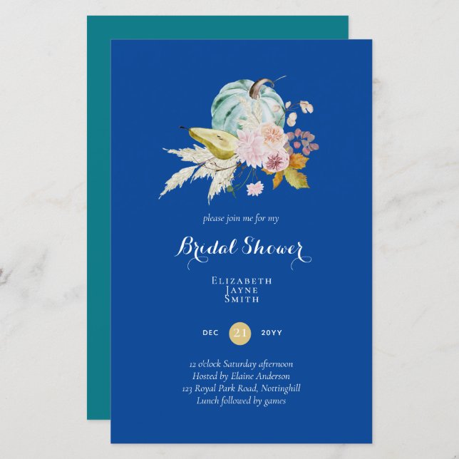 BUDGET Bridal Shower Invitations Custom Colors (Voorkant / Achterkant)